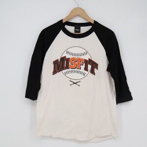 Adapt San Francisco Misfit Baseball Raglan Tee White Black Mens Medium